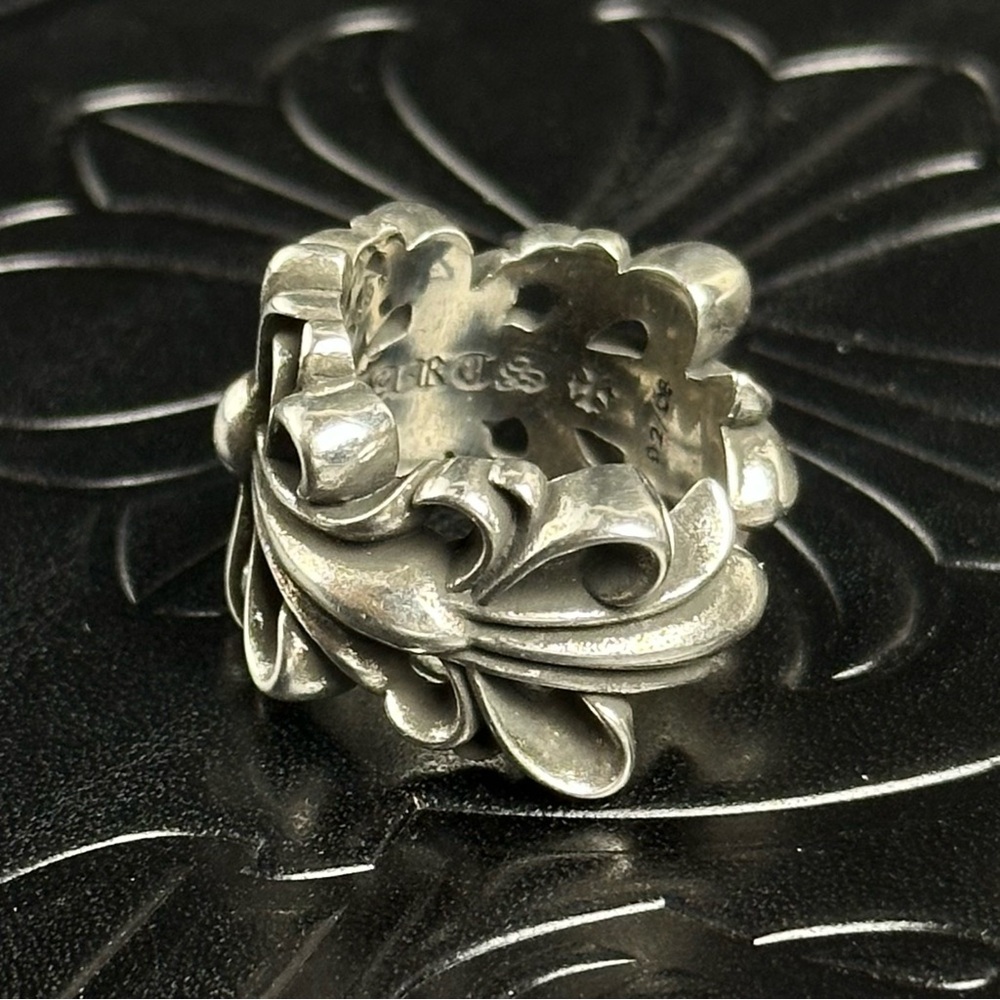 Chrome Hearts Silver Adjustable Double Floral Ring - image 3
